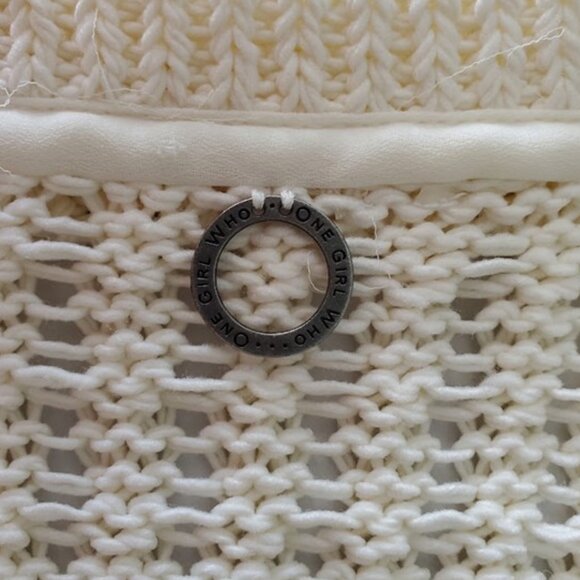 One Girl Who Open Knit Collared Cardigan Embellished Tie Front Hem  Cottagecore - Picture 6 of 12